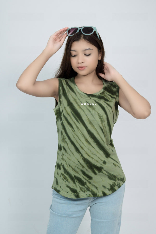 Tie-Dye Olive Sleeveless Top