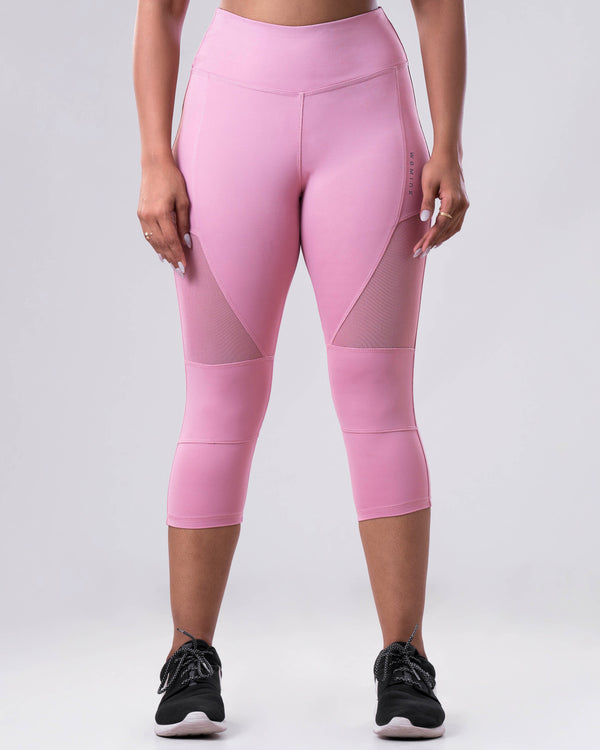 Power Mesh Pink 3/4th Legging | WOMINK